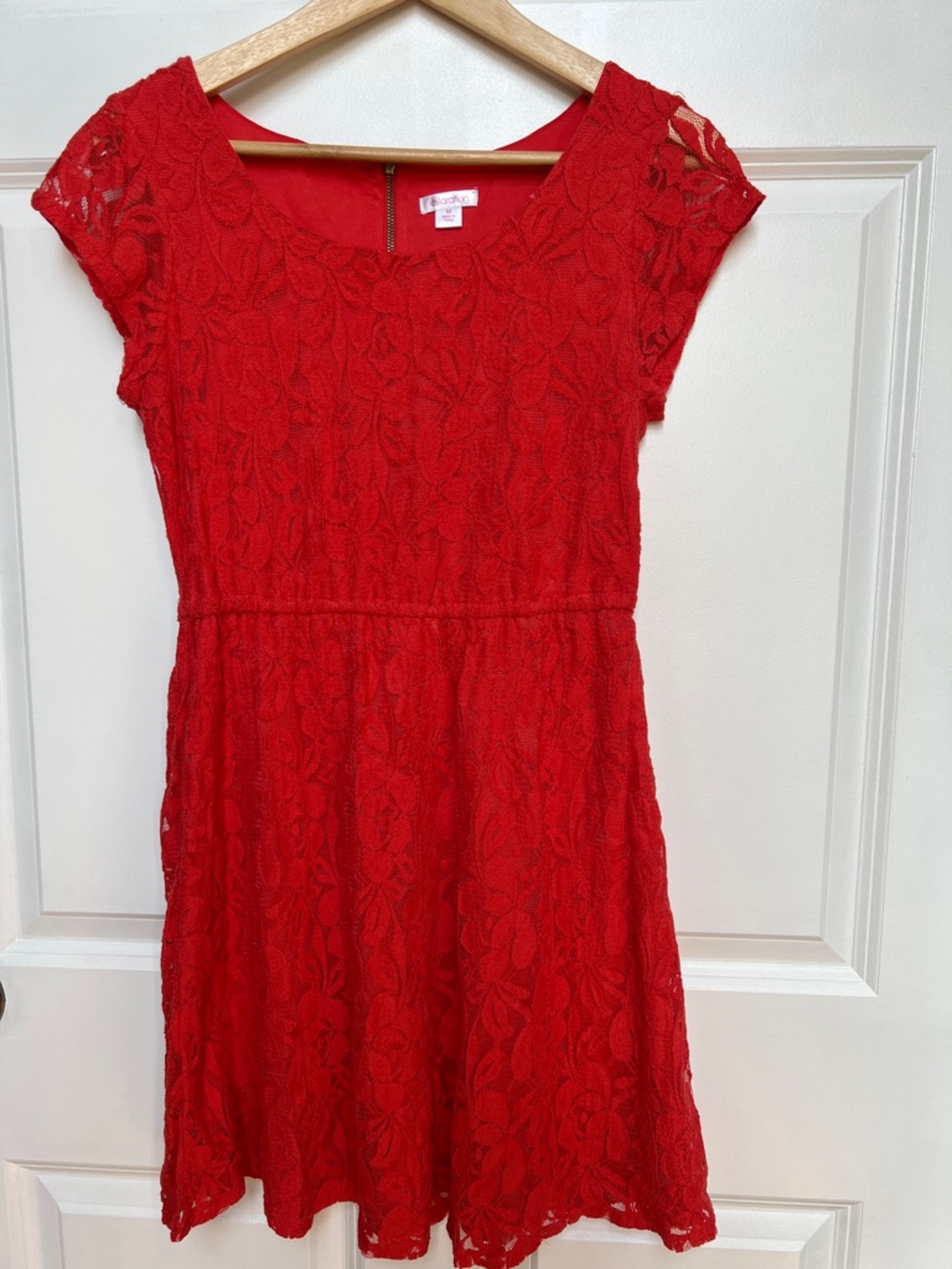 Xhilaration Orange Stretch Lace Fit & Flare Dress